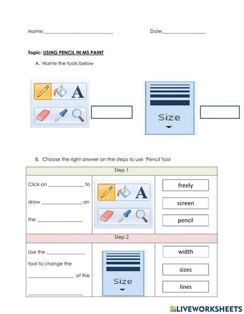 ms paint worksheet pdf